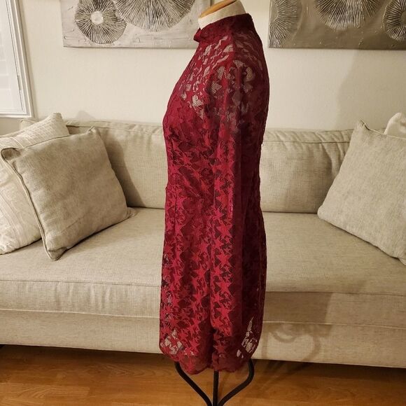 Betsey Johnson Illusion Mock Neck Star Lace Dress - Picture 6 of 13